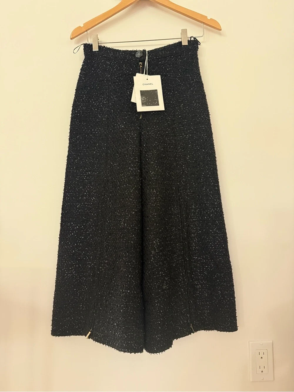 CHANEL Black Tweed Wide Leg Pants Culottes 2019 Runway